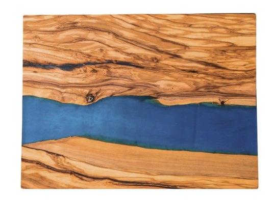 Custom Mountain Monogram Cutting Board - Olive Wood with Resin River