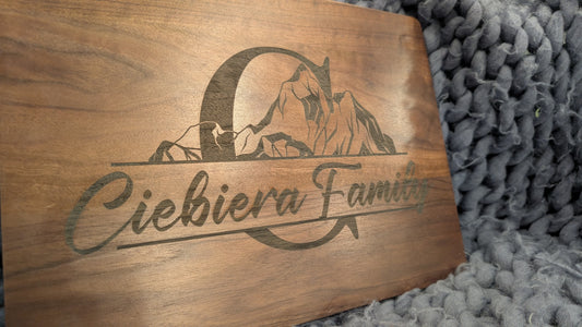 Custom Mountain Monogram Cutting Board - Walnut Wood